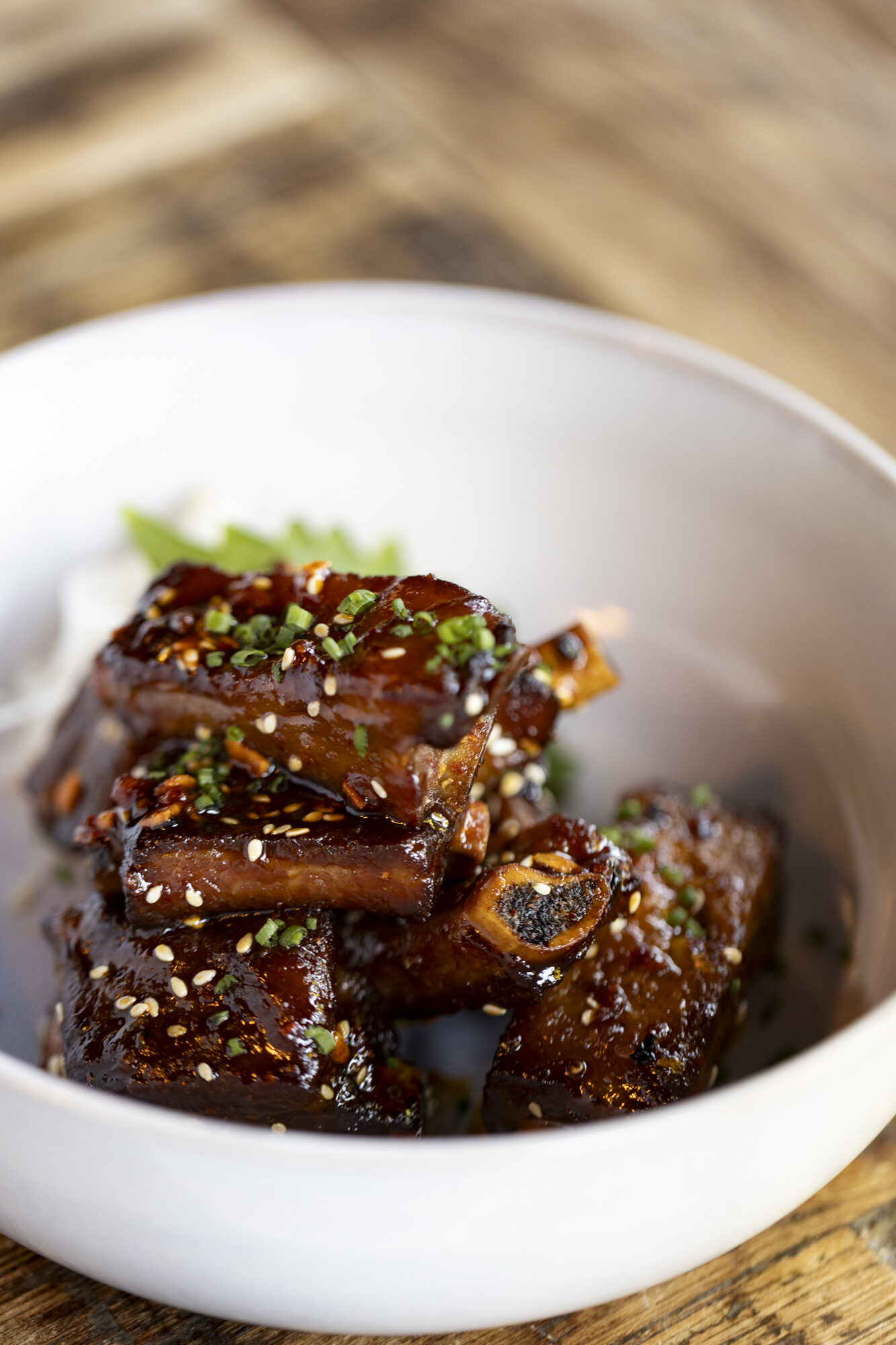 Sticky glazed ribs with sesame