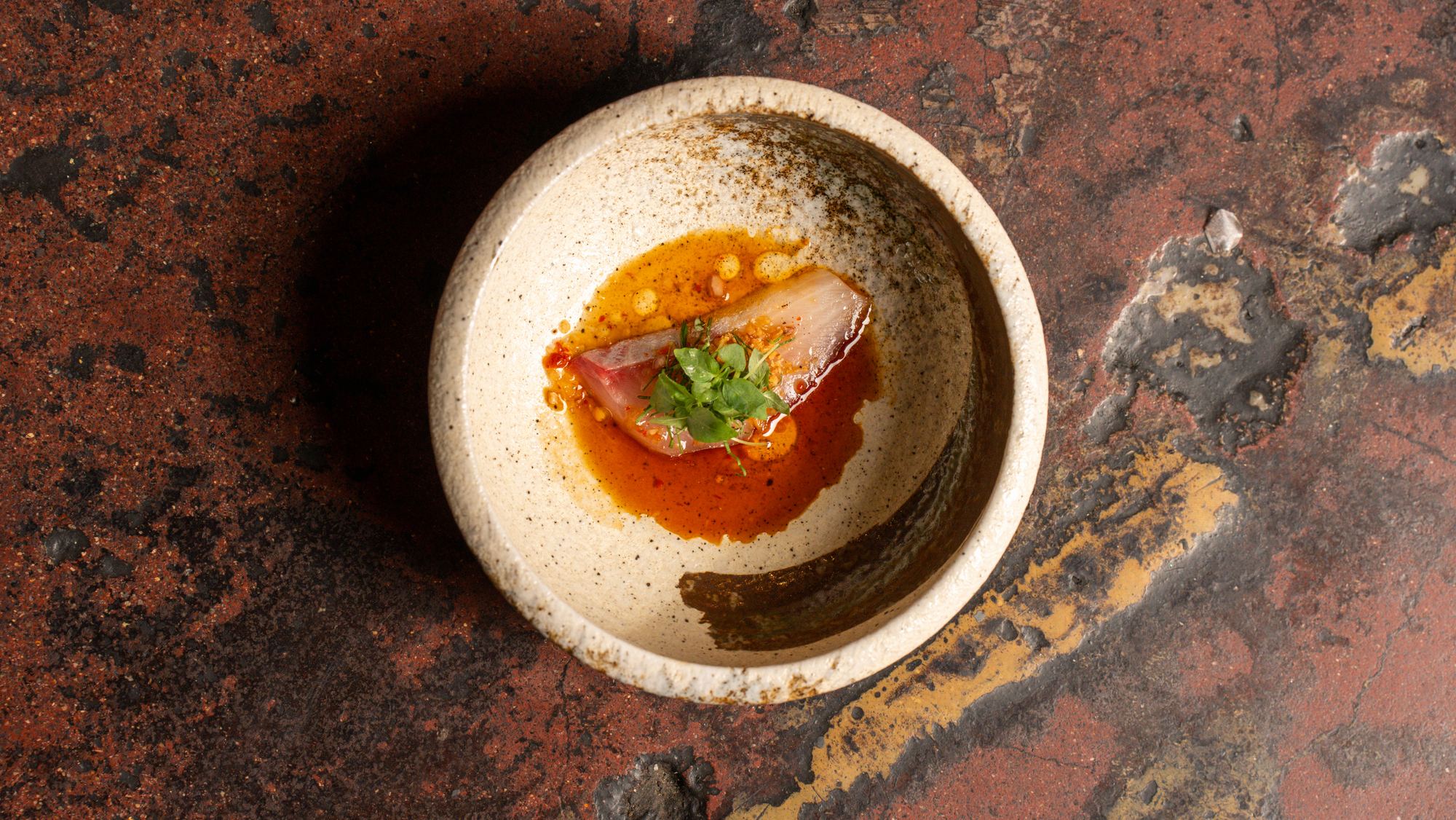 Crudo in a ceramic bowl
